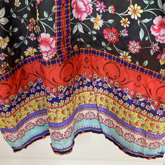 Johnny Was Womens Lookout Electra Silk Printed Tunic Shirt Size XS Boho Hippie‎ - Picture 10 of 11